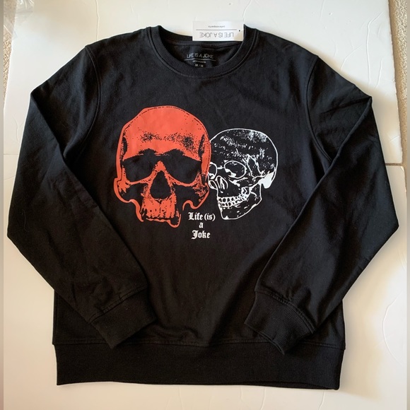 NWT Life Is A Joke by Eleven Paris 100% cotton logo sweatshirt black unisex M - Picture 4 of 8